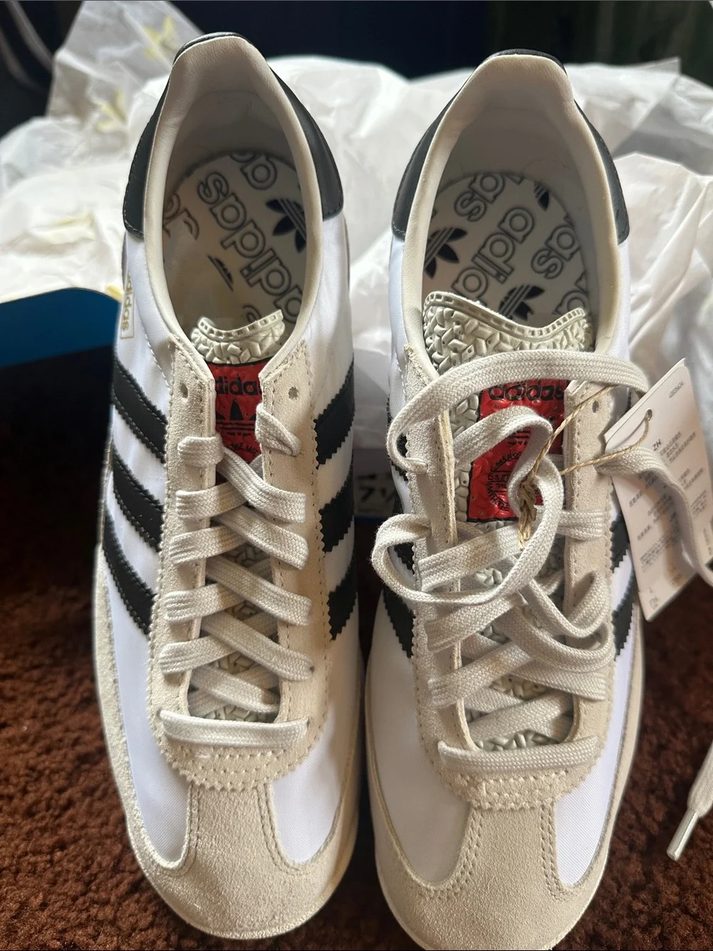 adidas SL 72 White Grey Black with Red Midsole Stripe
